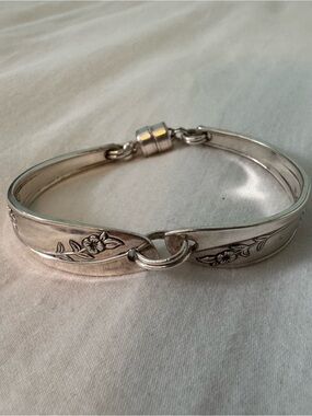 Sterling Silver Floral Spoon Bracelet - Silver